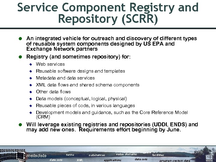 Service Component Registry and Repository (SCRR) An integrated vehicle for outreach and discovery of