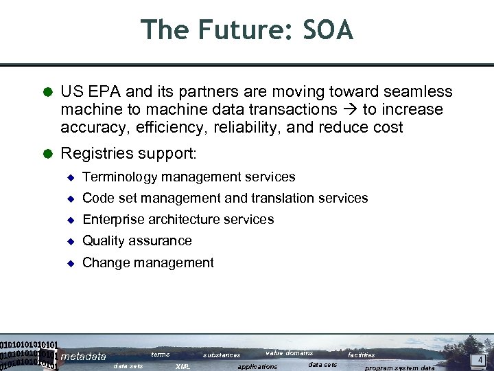 The Future: SOA Å US EPA and its partners are moving toward seamless machine