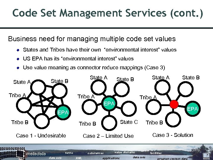 Code Set Management Services (cont. ) Business need for managing multiple code set values