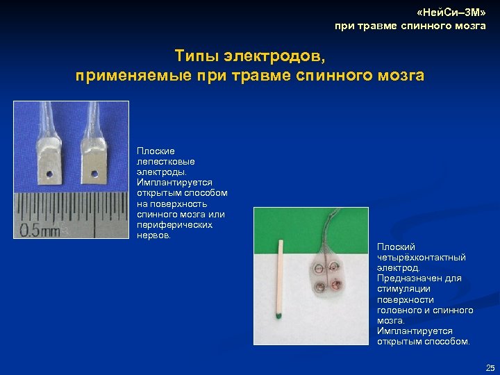  «Ней. Си– 3 М» при травме спинного мозга Типы электродов, применяемые при травме