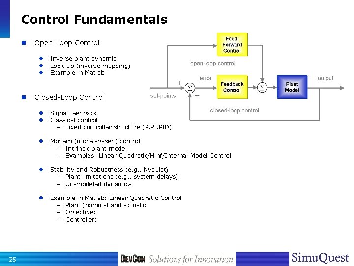 Control Fundamentals n Open-Loop Control l n Inverse plant dynamic Look-up (inverse mapping) Example