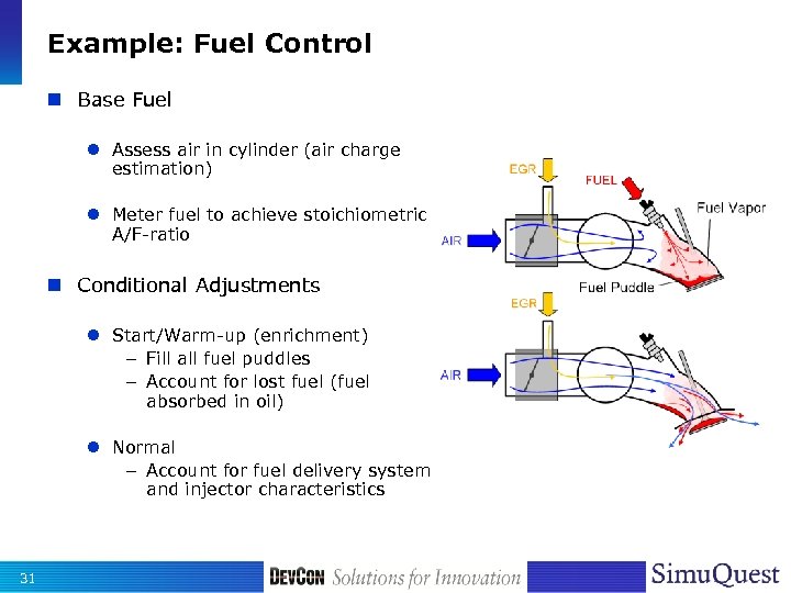 Example: Fuel Control n Base Fuel l Assess air in cylinder (air charge estimation)