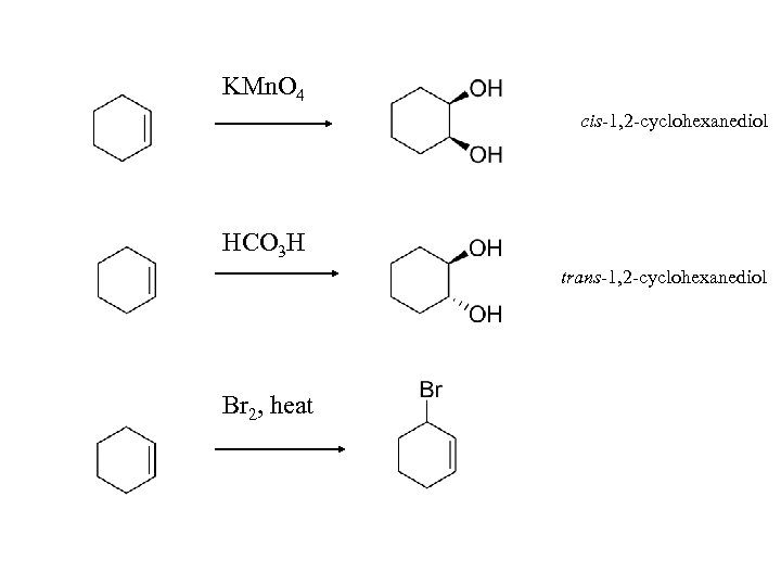 KMn. O 4 cis-1, 2 -cyclohexanediol HCO 3 H trans-1, 2 -cyclohexanediol Br 2,