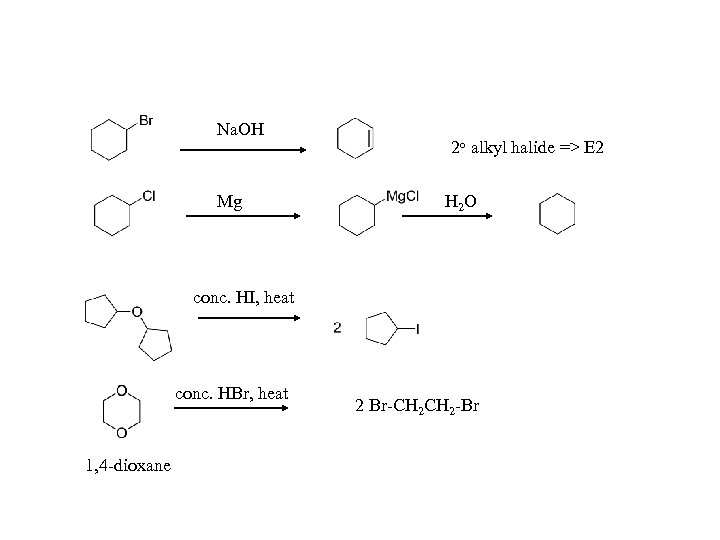 Na. OH Mg 2 o alkyl halide => E 2 H 2 O conc.