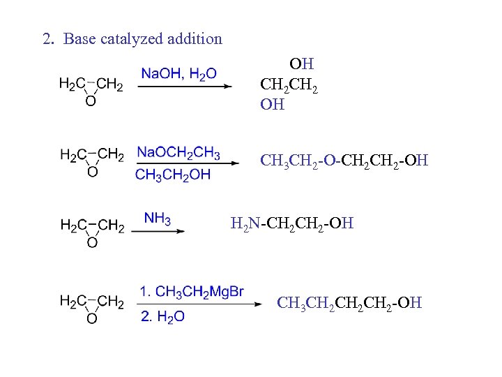 2. Base catalyzed addition OH CH 2 OH CH 3 CH 2 -O-CH 2