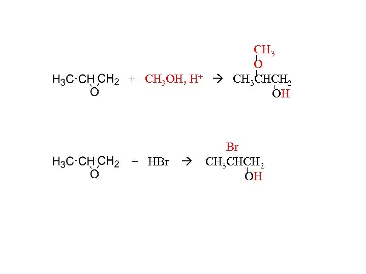 + CH 3 OH, H+ + HBr CH 3 O CH 3 CHCH 2