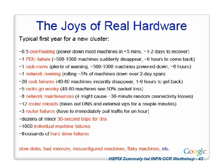 HEPIX Summary for INFN CCR Workshop - 42 