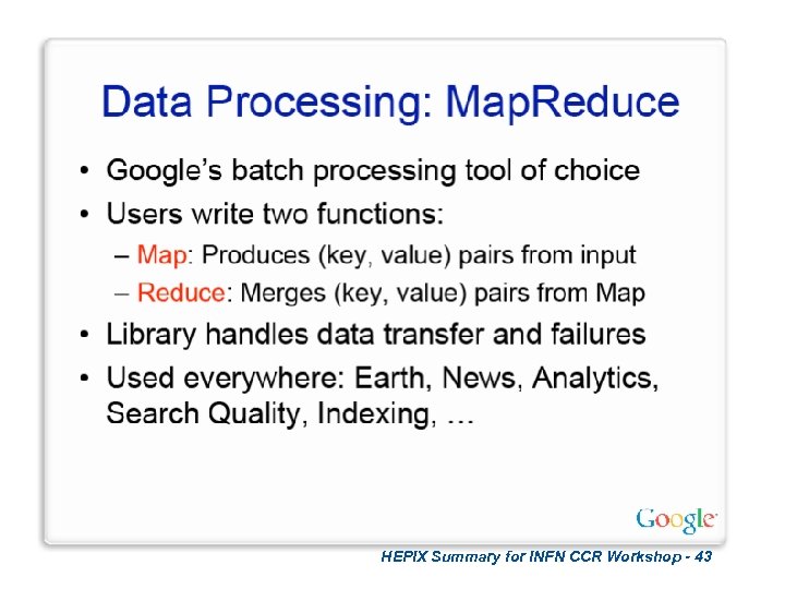 HEPIX Summary for INFN CCR Workshop - 43 