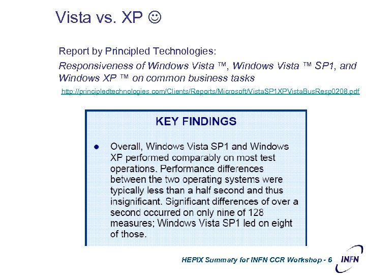 Vista vs. XP Report by Principled Technologies: Responsiveness of Windows Vista ™, Windows Vista