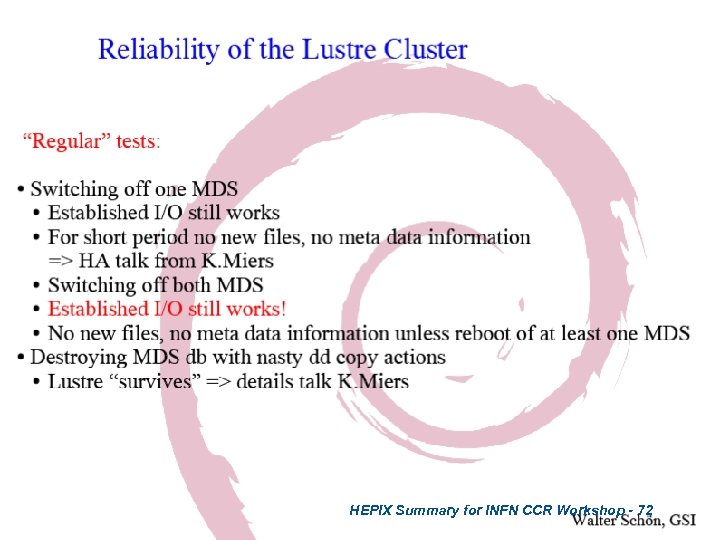 HEPIX Summary for INFN CCR Workshop - 72 