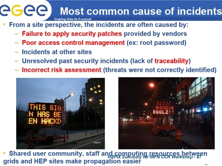 HEPIX Summary for INFN CCR Workshop - 87 