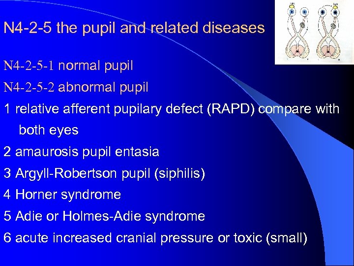 N 4 -2 -5 the pupil and related diseases N 4 -2 -5 -1