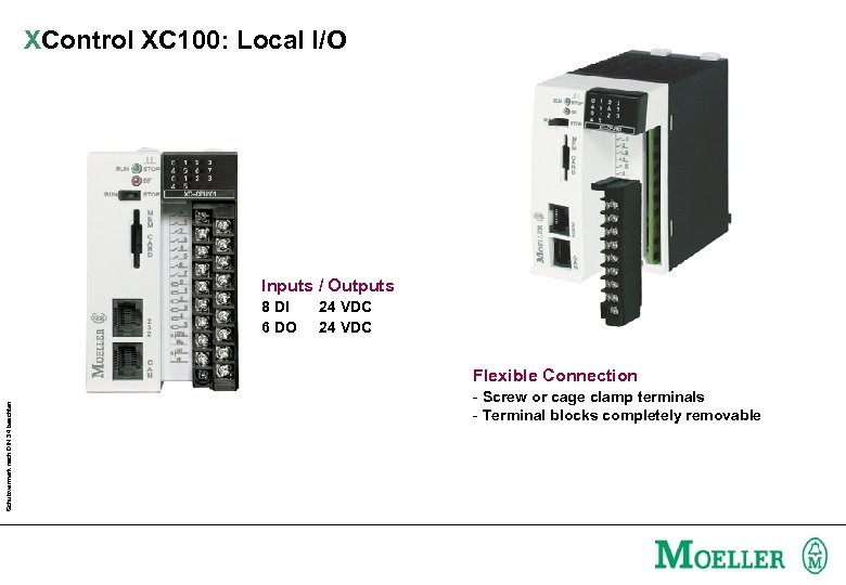XControl XC 100: Local I/O Inputs / Outputs 8 DI 6 DO 24 VDC