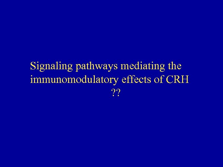 Signaling pathways mediating the immunomodulatory effects of CRH ? ? 