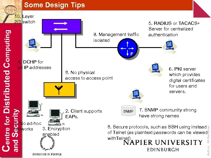 Some Design Tips 10. Layer 2/3 switch 9. Management traffic isolated 5. RADIUS or