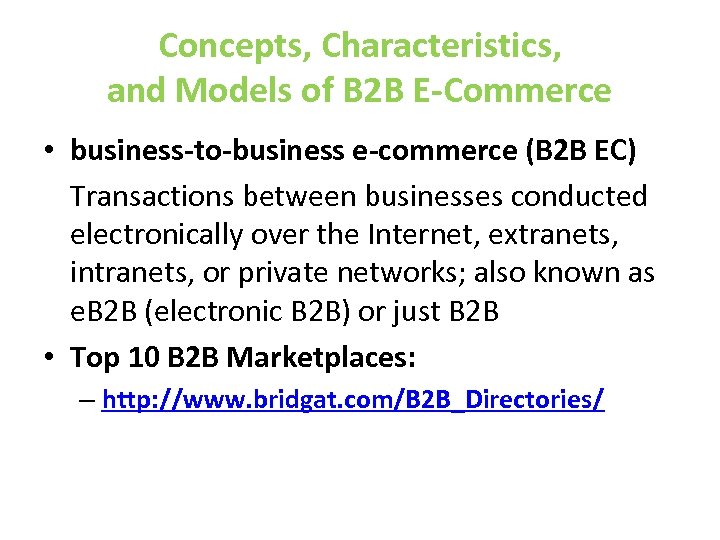 B 2 B ECOMMERCE Concepts Characteristics And