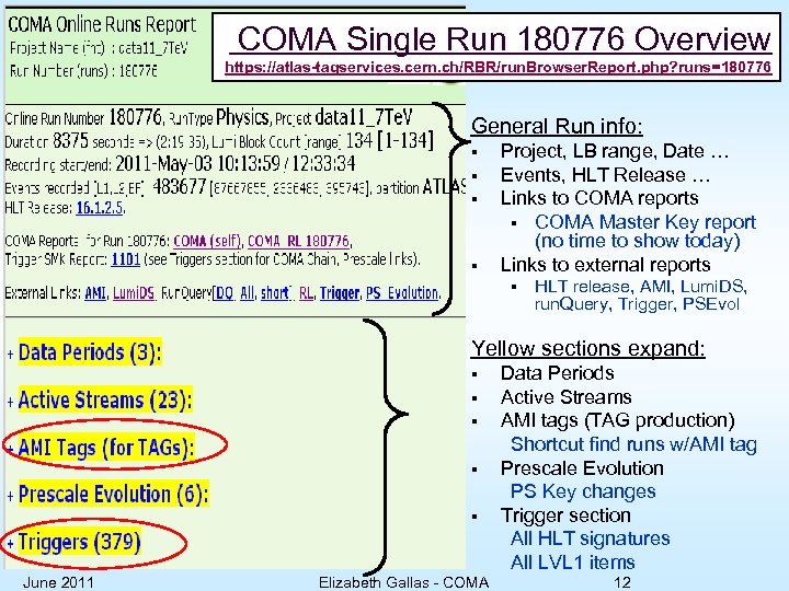 COMA Single Run 180776 Overview https: //atlas-tagservices. cern. ch/RBR/run. Browser. Report. php? runs=180776 General