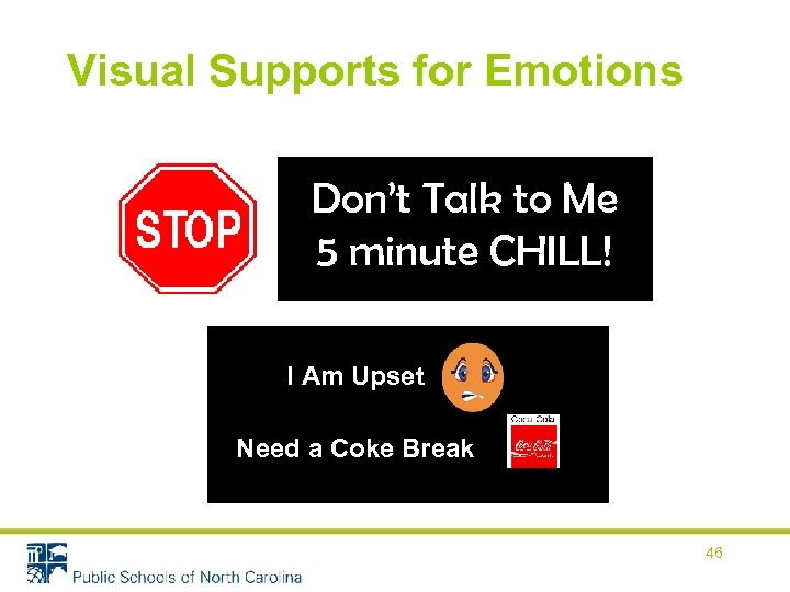 Visual Supports for Emotions Don’t Talk to Me 5 minute CHILL! I Am Upset