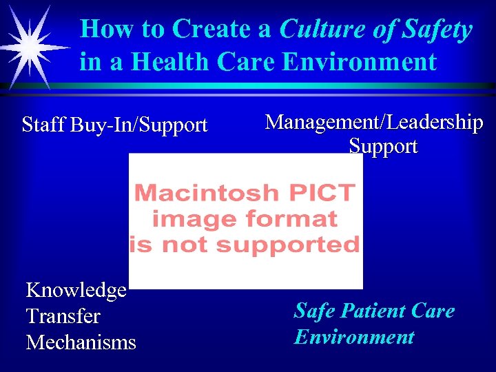 How to Create a Culture of Safety in a Health Care Environment Staff Buy-In/Support