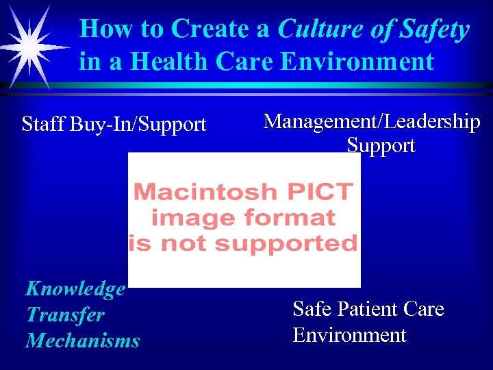 How to Create a Culture of Safety in a Health Care Environment Staff Buy-In/Support