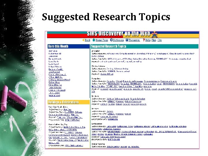 Suggested Research Topics 