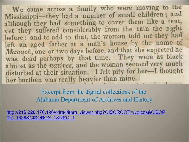 Excerpt from the digital collections of the Alabama Department of Archives and History http: