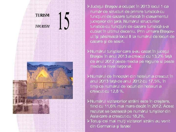 ØJudeţul Braşov a ocupat în 2013 locul 1 ca număr de structuri de primire