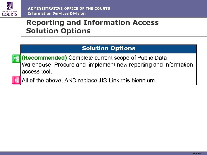 ADMINISTRATIVE OFFICE OF THE COURTS Information Services Division Reporting and Information Access Solution Options