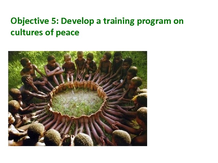 Objective 5: Develop a training program on cultures of peace 