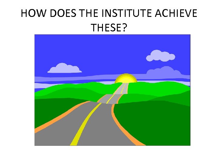 HOW DOES THE INSTITUTE ACHIEVE THESE? 