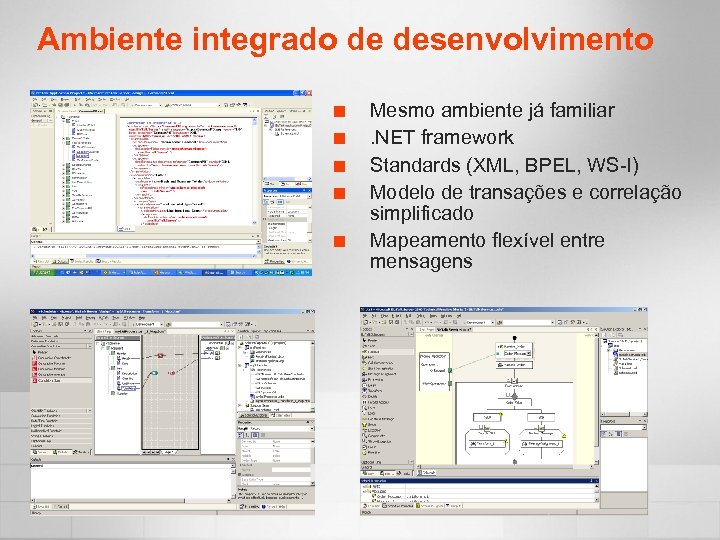 Ambiente integrado de desenvolvimento ¢ ¢ ¢ Mesmo ambiente já familiar. NET framework Standards