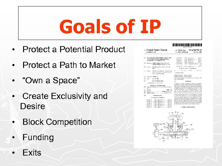 Goals of IP • Protect a Potential Product • Protect a Path to Market