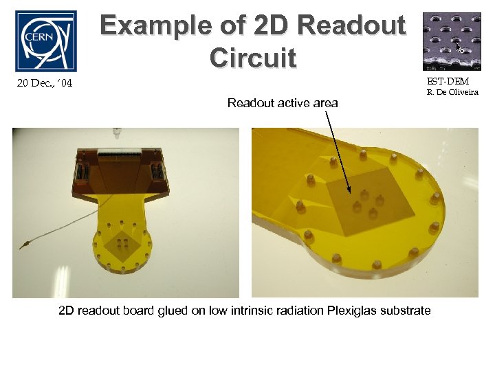 Example of 2 D Readout Circuit EST-DEM 20 Dec. , ‘ 04 Readout active