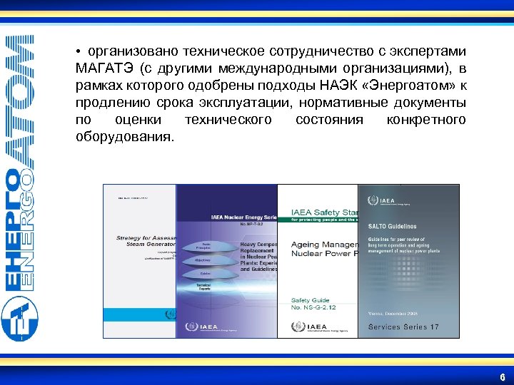  • организовано техническое сотрудничество с экспертами МАГАТЭ (с другими международными организациями), в рамках