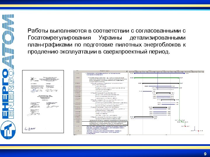 Работы выполняются в соответствии с согласованными с Госатомрегулирования Украины детализированными план-графиками по подготовке пилотных