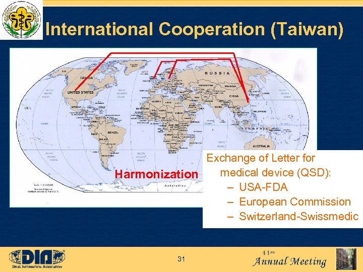  International Cooperation (Taiwan) Exchange of Letter for medical device (QSD): Harmonization – USA-FDA