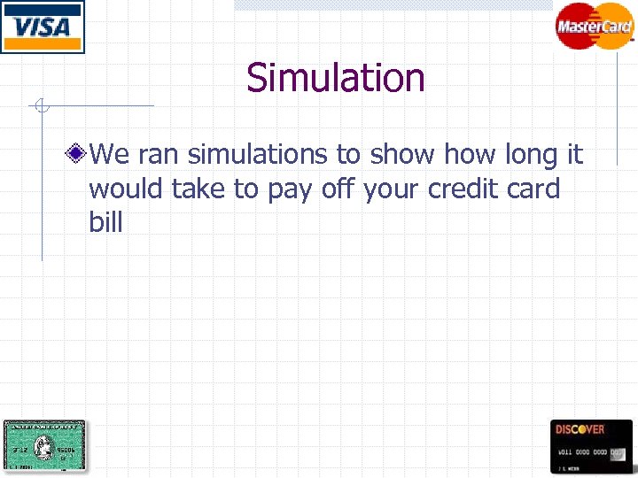 Simulation We ran simulations to show long it would take to pay off your