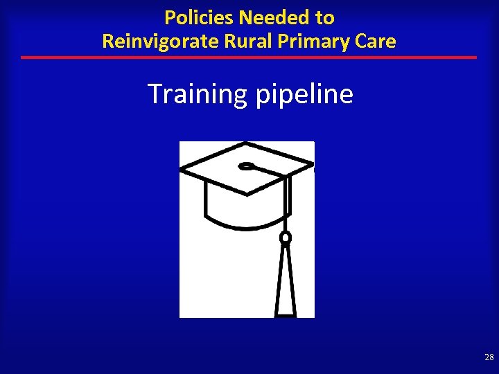 Policies Needed to Reinvigorate Rural Primary Care Training pipeline 28 