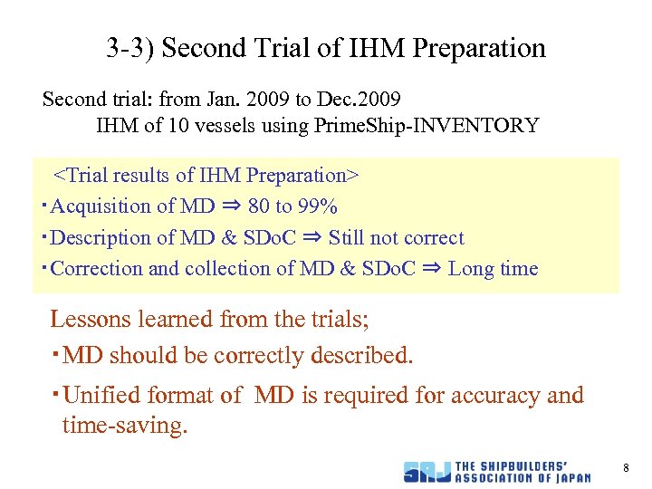 3 -3) Second Trial of IHM Preparation 　 Second trial: from Jan. 2009 to