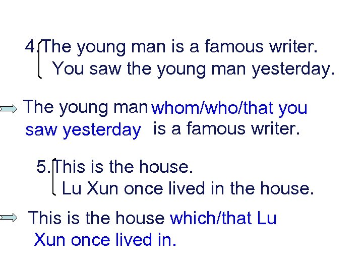 4. The young man is a famous writer. You saw the young man yesterday.