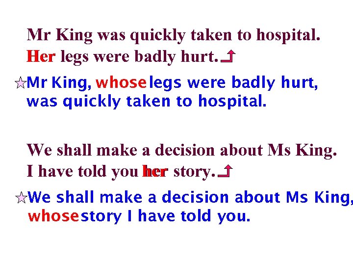 Mr King was quickly taken to hospital. Her legs were badly hurt. Mr King,