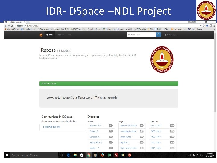 IDR- DSpace –NDL Project 