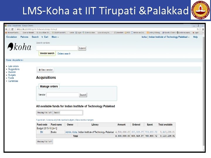 LMS-Koha at IIT Tirupati &Palakkad 