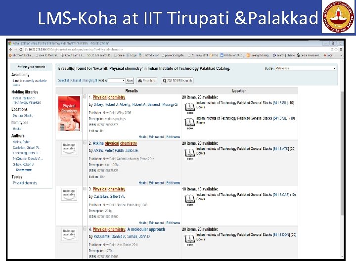 LMS-Koha at IIT Tirupati &Palakkad 