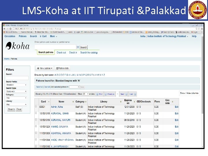 LMS-Koha at IIT Tirupati &Palakkad 