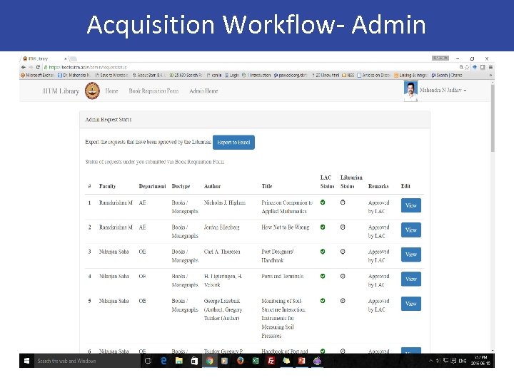 Acquisition Workflow- Admin 