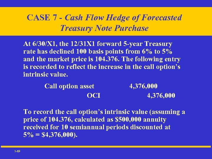 CASE 7 - Cash Flow Hedge of Forecasted Treasury Note Purchase At 6/30/X 1,