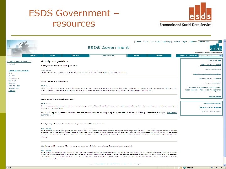 ESDS Government – resources 