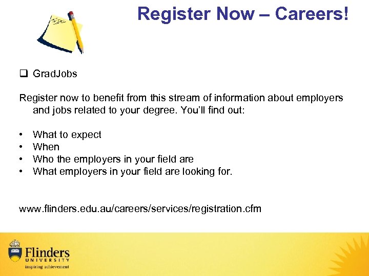 Register Now – Careers! q Grad. Jobs Register now to benefit from this stream