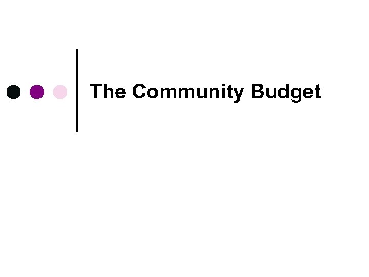 The Community Budget 